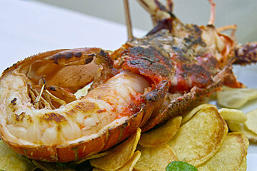 Lobster, Ibiza style at Es Nautic in Ibiza