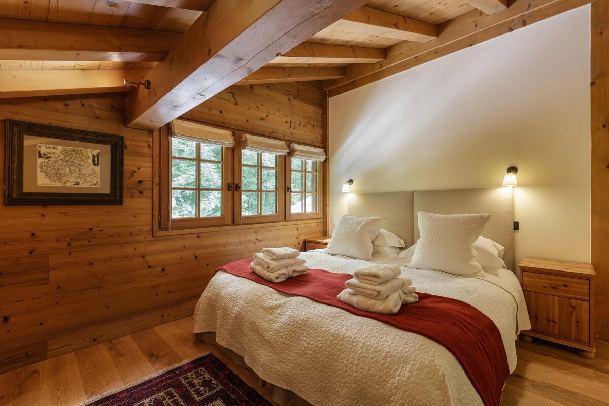 A bedroom with a map on the wall that says switzerland