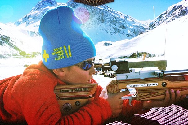 image of someone shooting in biathlon training