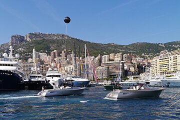yachts at Port Hercule with monaco in background, Condamine