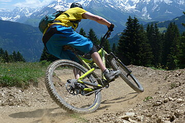 a mountain biker in st gervais