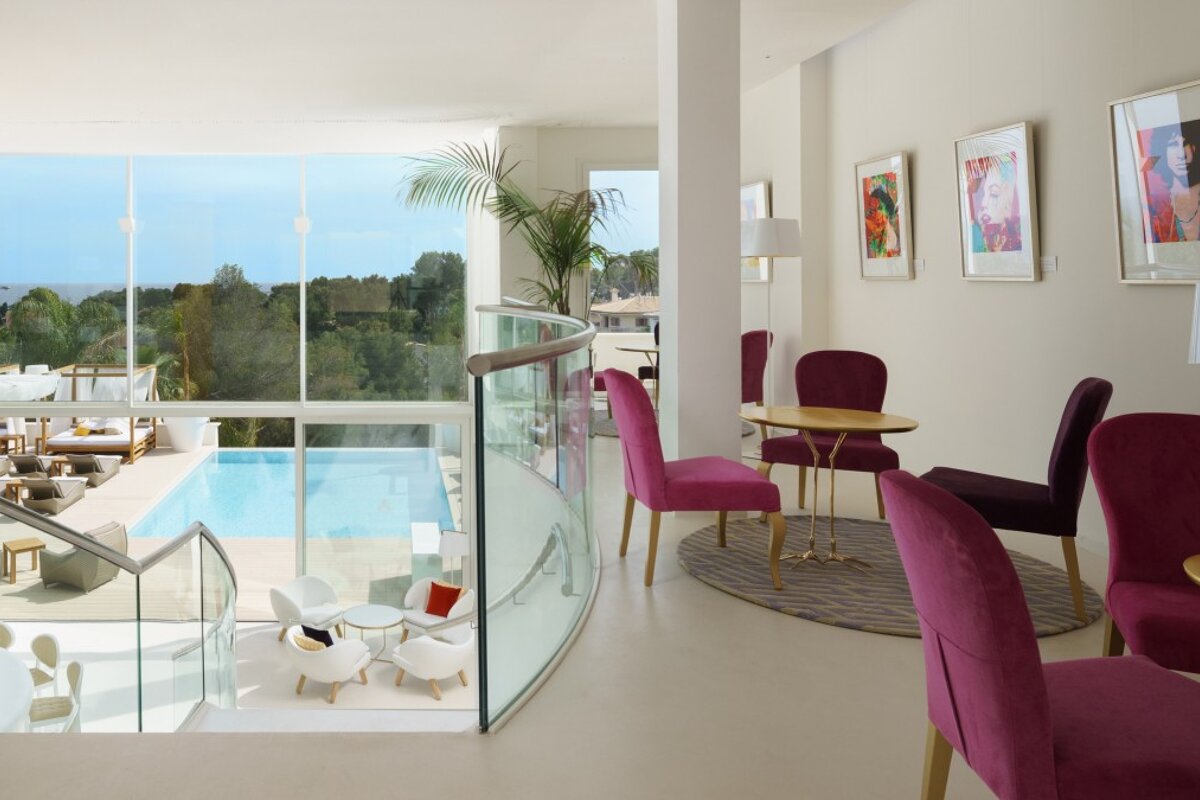 the lobby of the Portals Hills Boutique Hotel