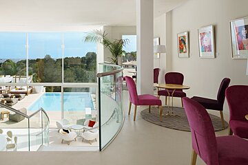 the lobby of the Portals Hills Boutique Hotel