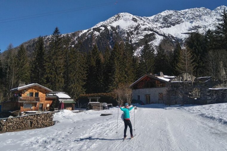 Cross country skiing in Argentiere