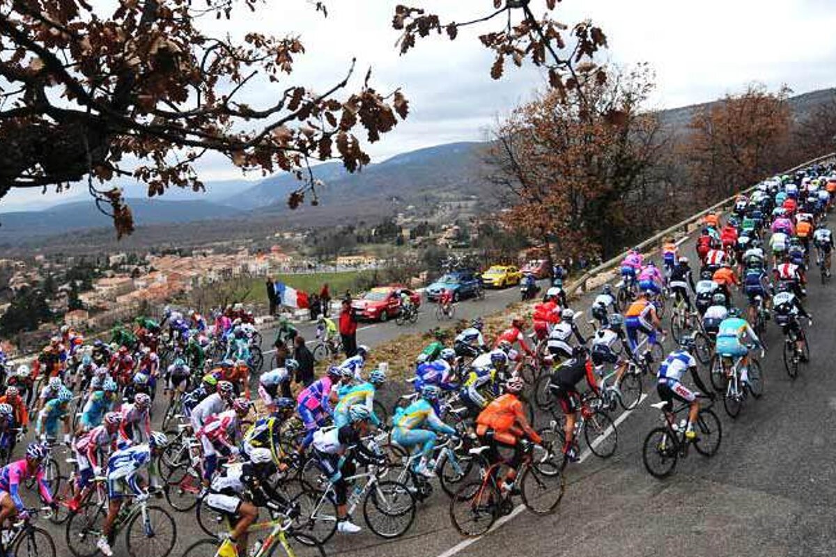cyclists on a bend during a race