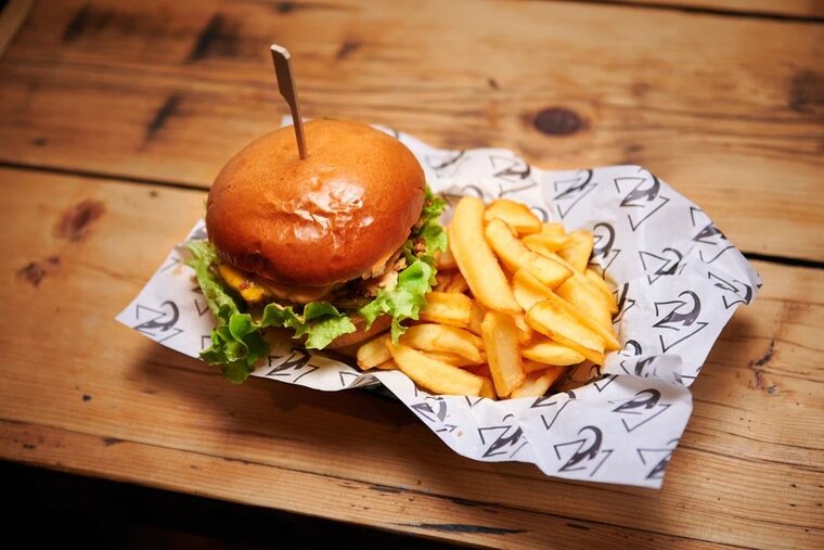 a burger on a plate