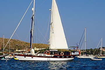 A boat with the word charter on it