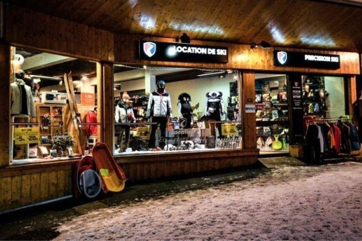 A cozy wooden ski rental shop, 
