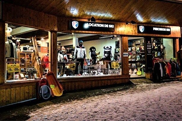 A cozy wooden ski rental shop, 