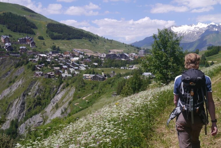 a man on a walking path
