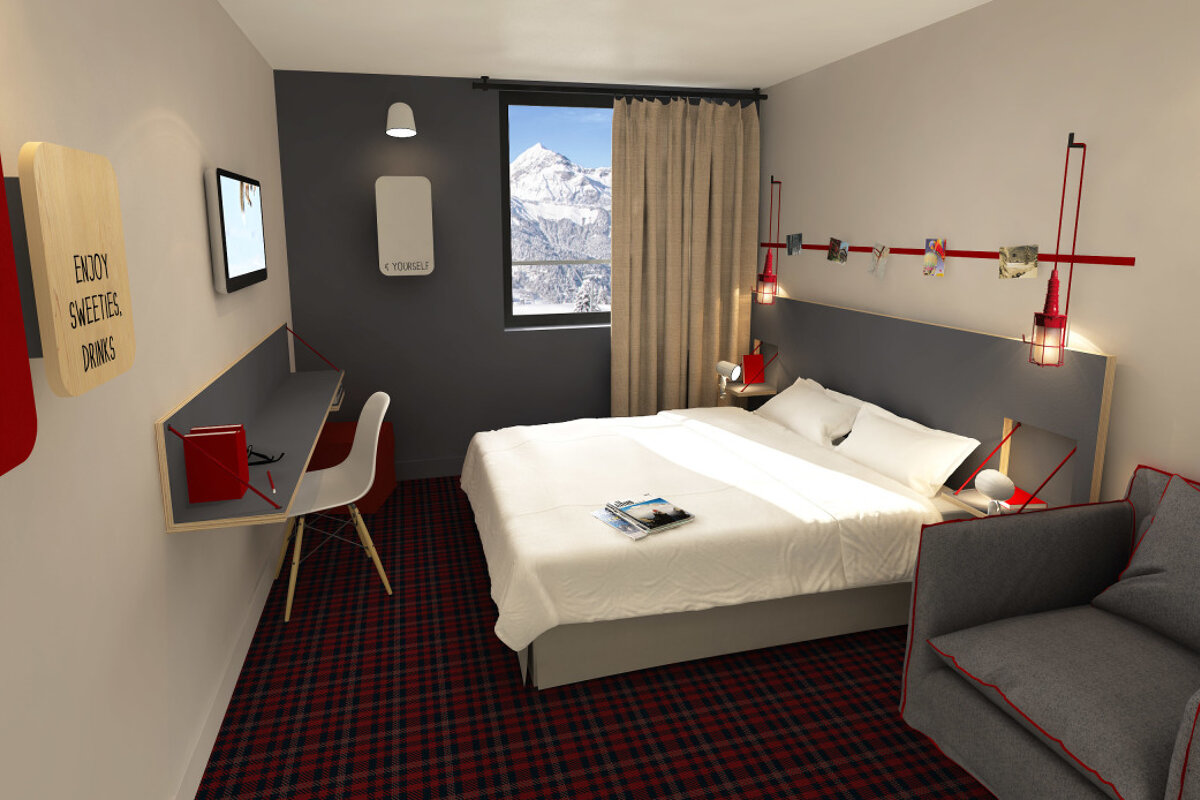 Rocky Pop Hotel, Les Houches double bedroom