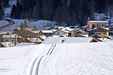 a ski track in the snow in verbier