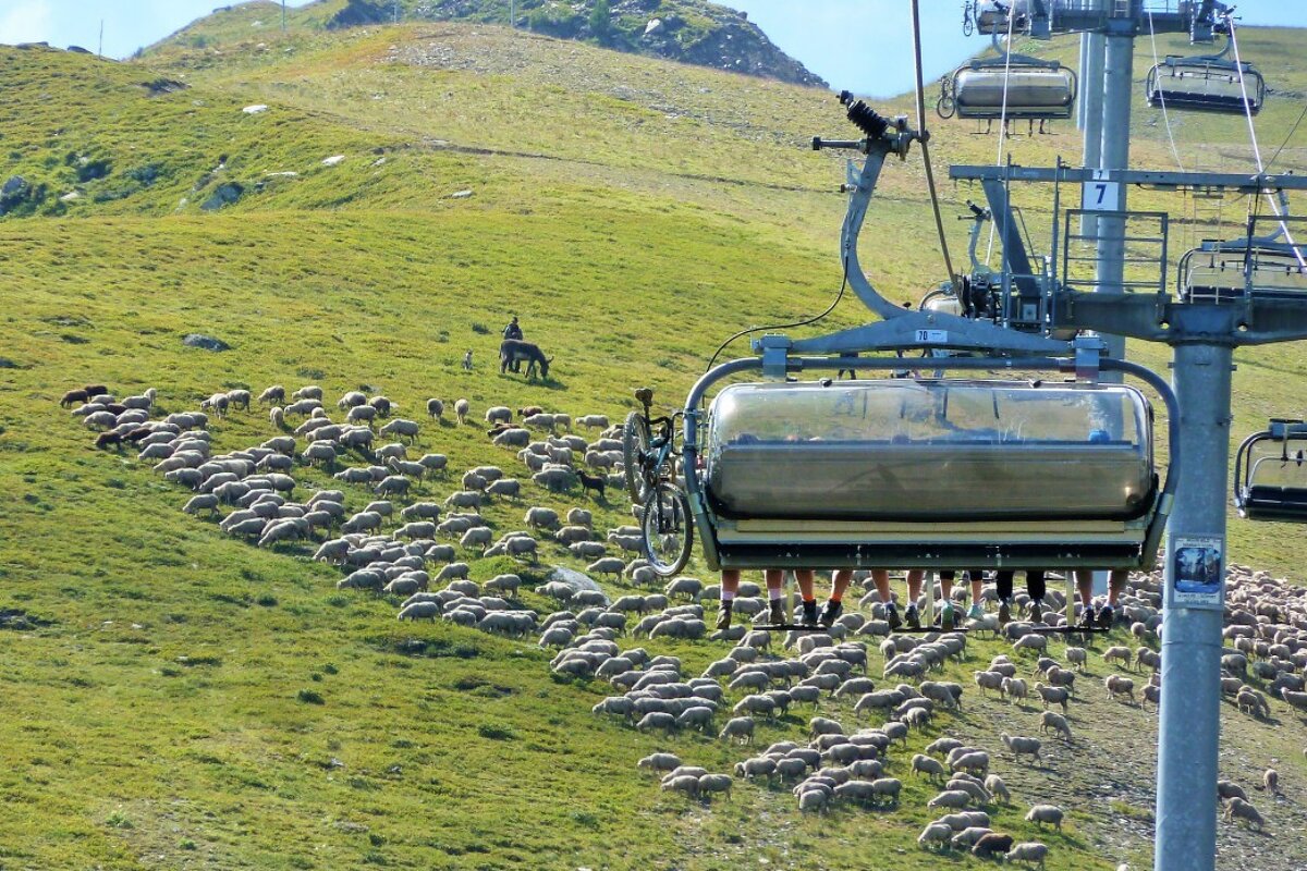 a 6 person chair lift in summer