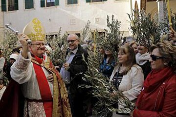 Bishop blessing olive branches