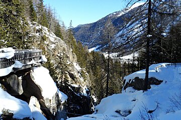 View of mountains and ski slopes