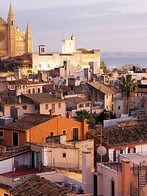 a view over the roofs of Palma at sunset