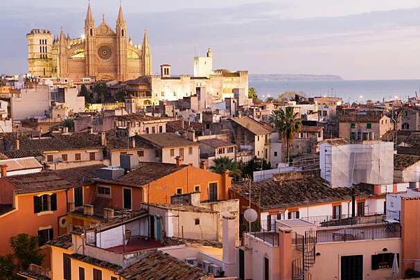 a view over the roofs of Palma at sunset