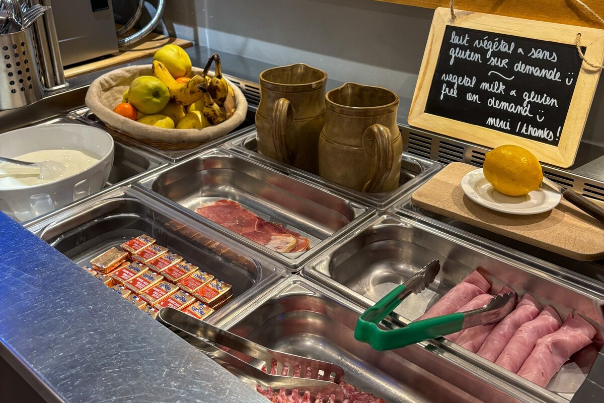 A buffet with a sign that says 