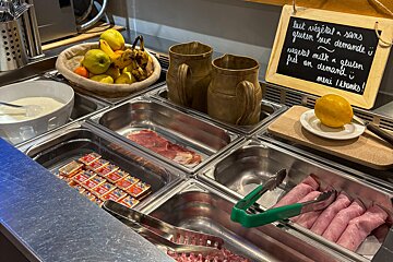 A buffet with a sign that says 