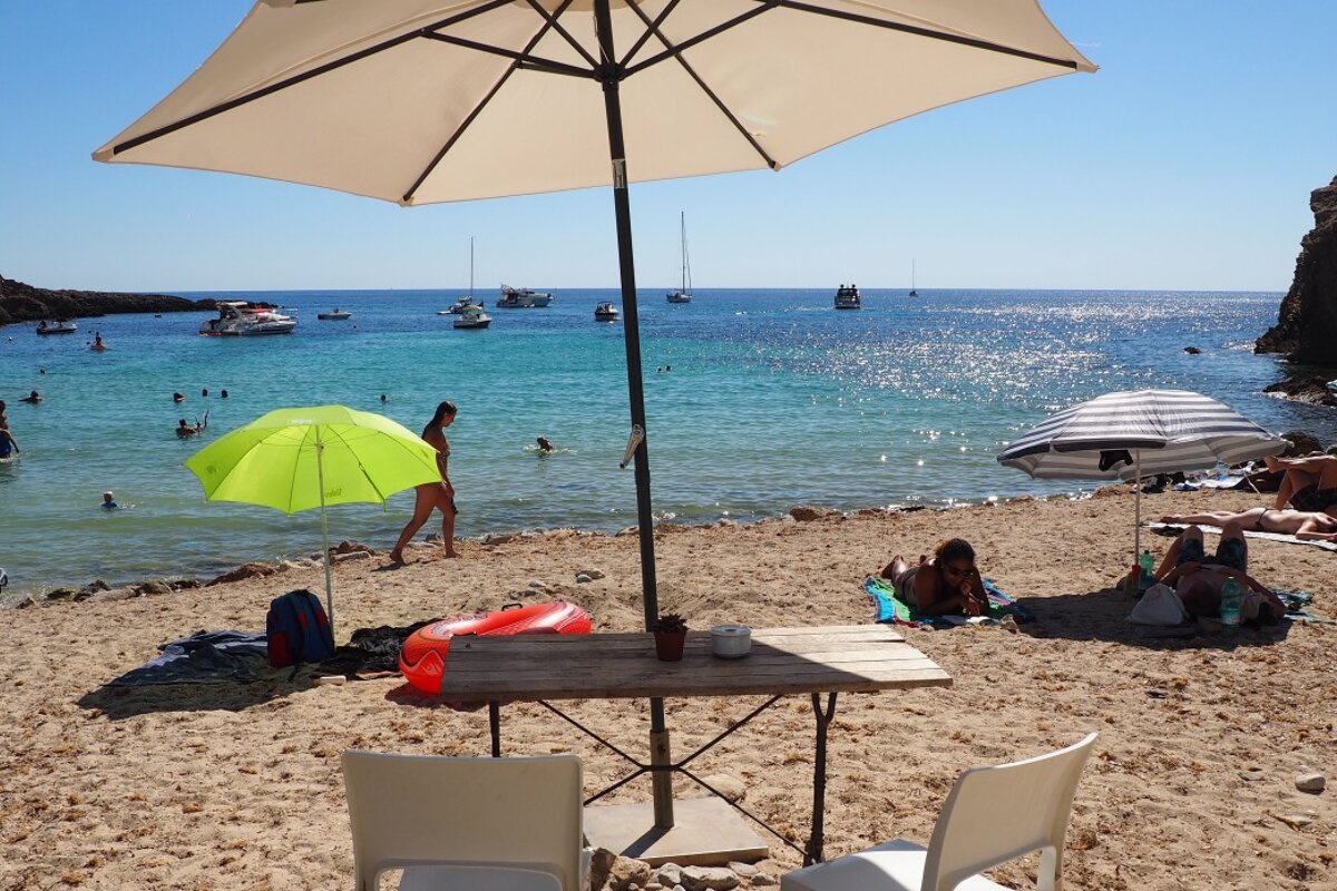 sun umbrella on cala codolar beach