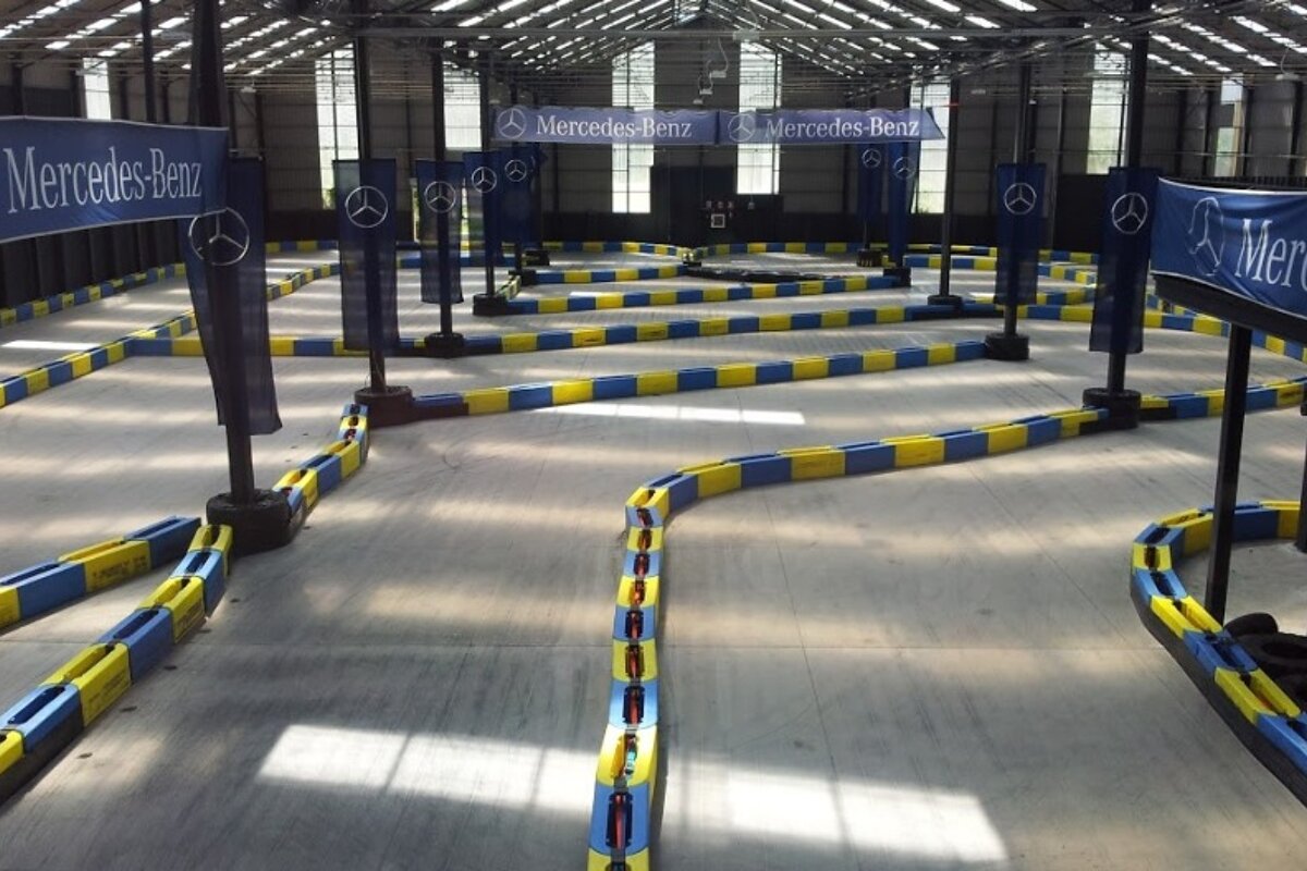 an indoor karting track in Mallorca