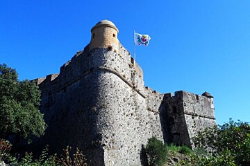 a round turret on the corner of a fortress