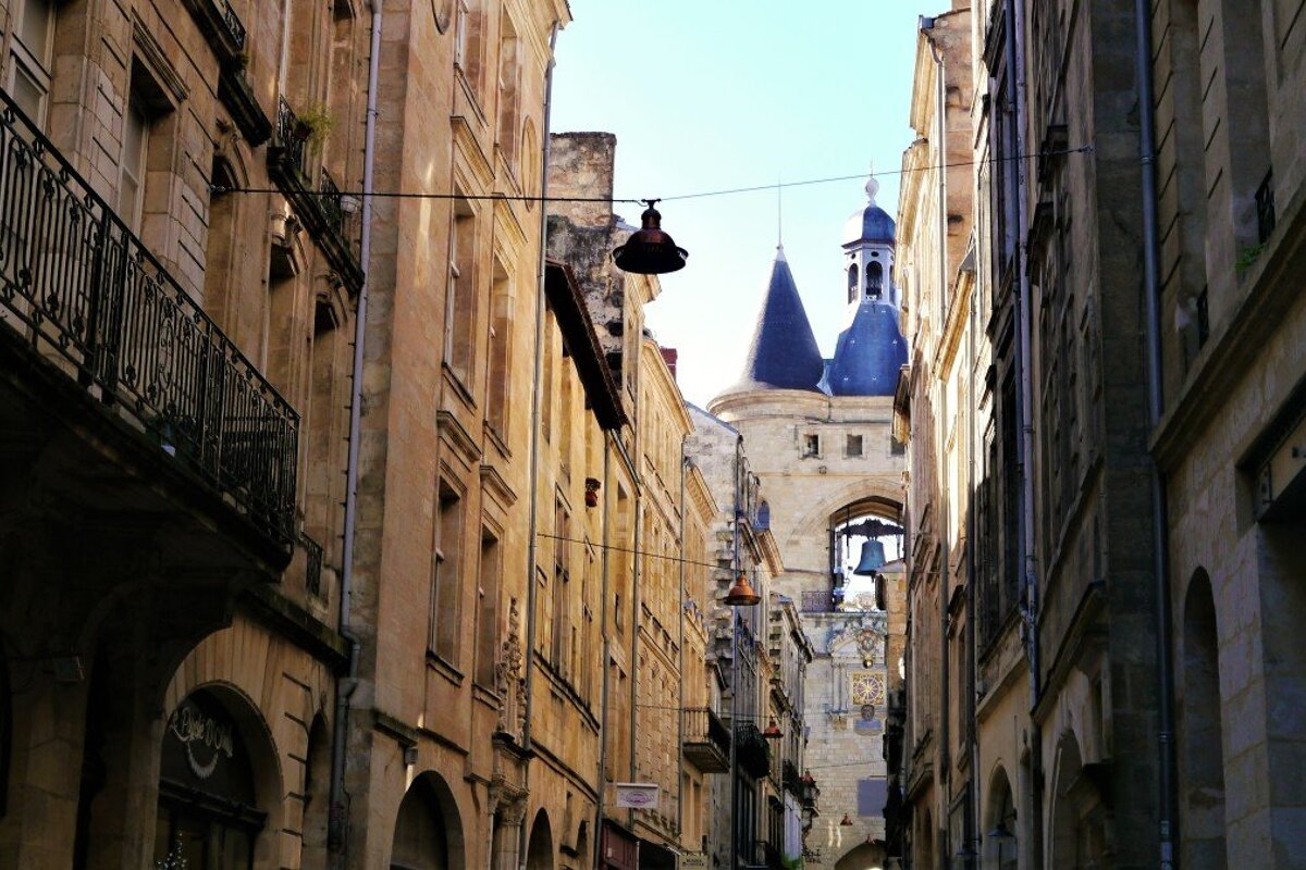 looking along narrow street to Porte caillhau