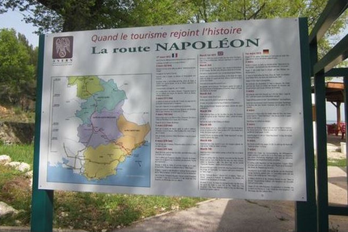 an information sign for tourists on the route napoleon