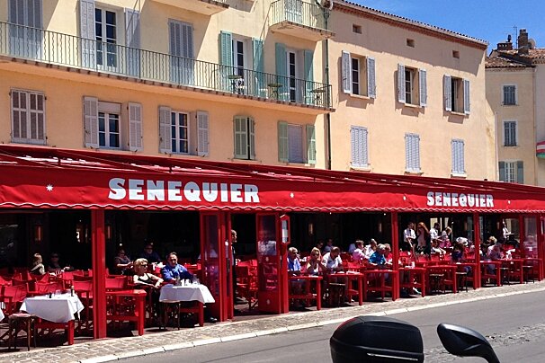 the exterior at Senequier Restaurant, St Tropez