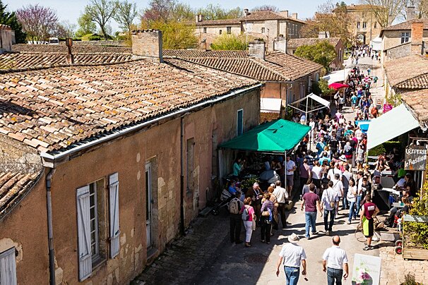 Street view with wine tasting stalls