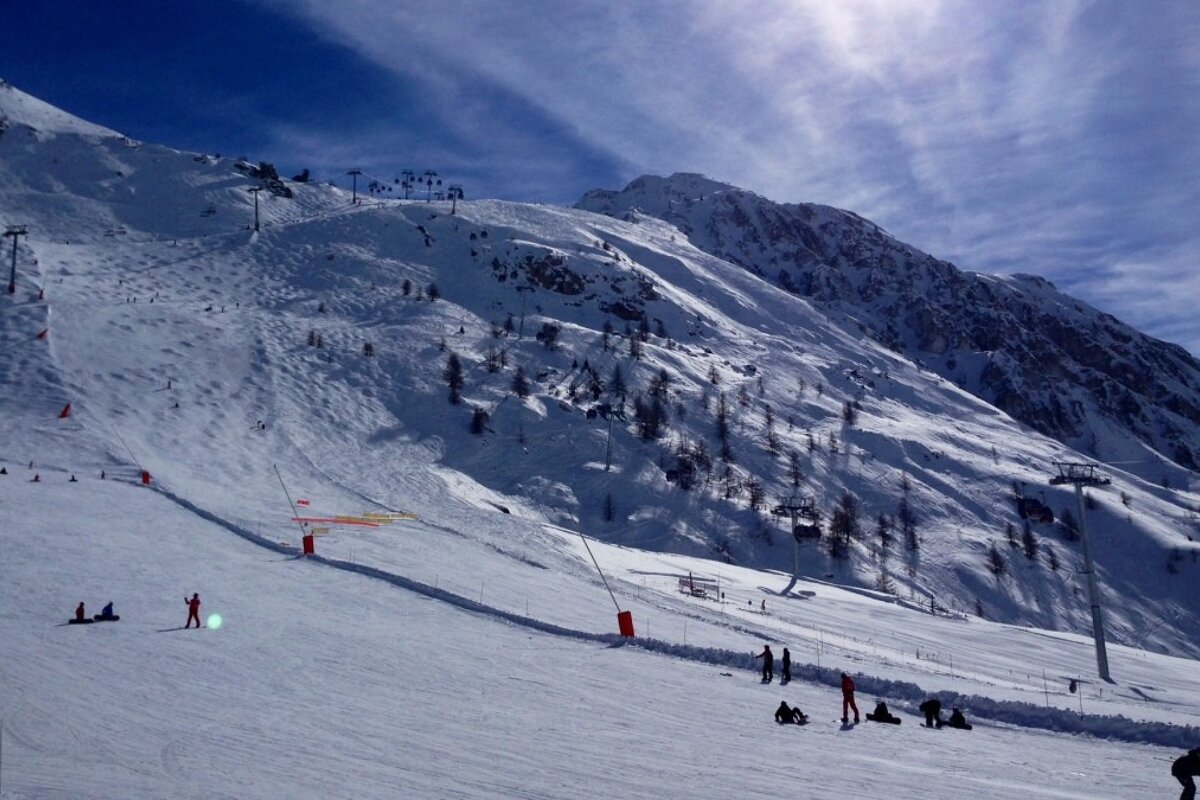 moguls and a wide open piste