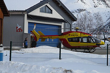 a helicopter parked in alpe dhuez