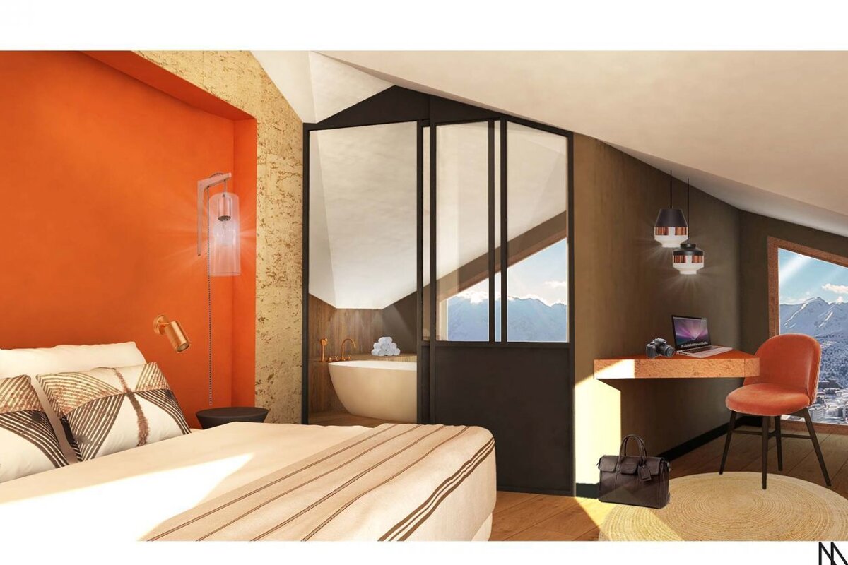 Les Grandes Rousses Hotel, Alpe d'Huez double bedroom