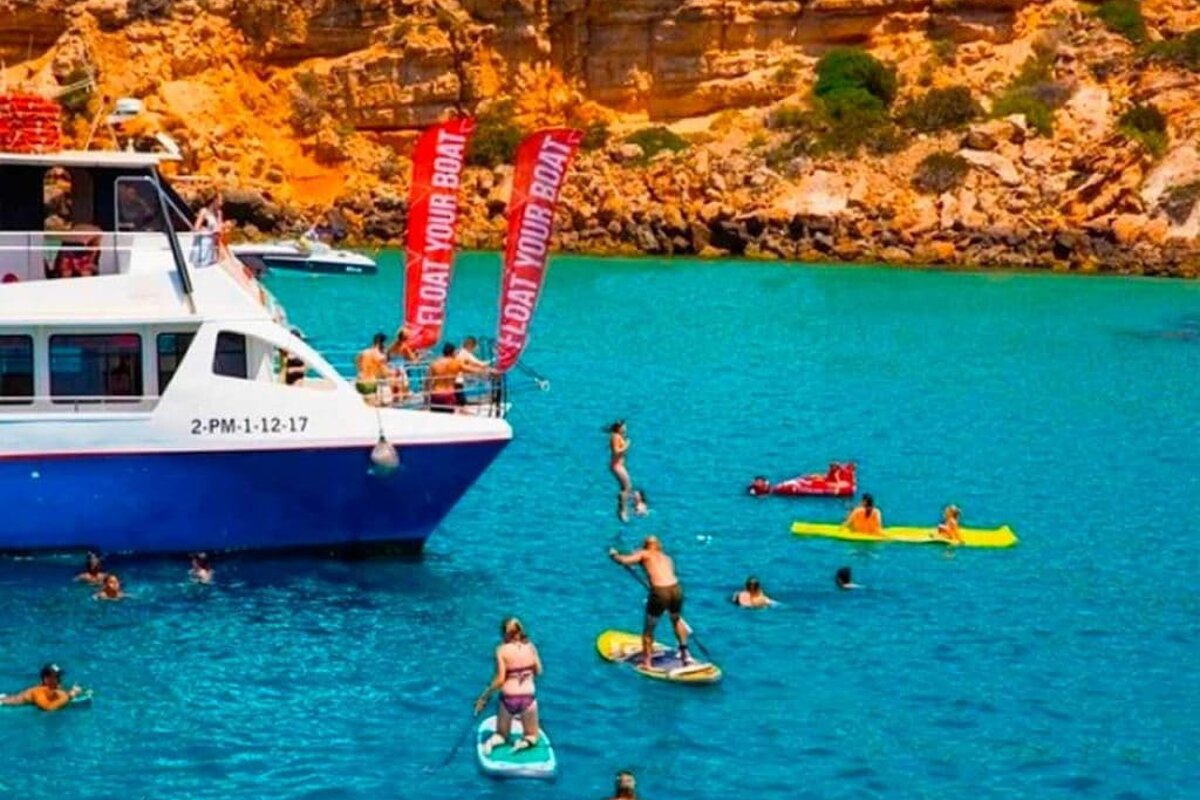 A boat that says float your boat on the side