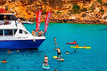 A boat that says float your boat on the side