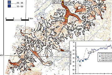 a map showing the retreat of glaciers in the Chamonix valley