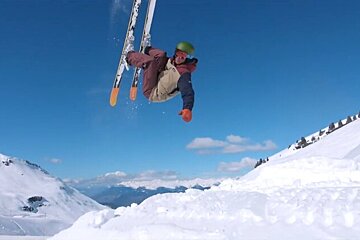 Rider taking air on the snow for the film festival in Meribel