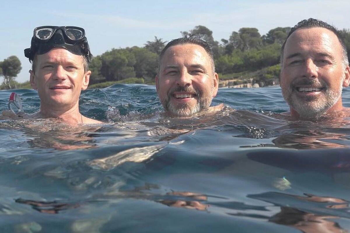 Neil Patrick Harris, David Walliams & David Furnish in St Tropez