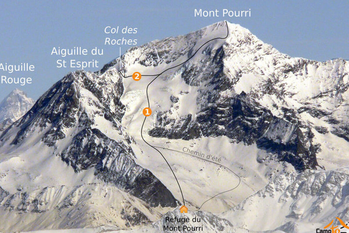 a map of a climbing route up a mountain