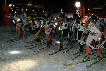 A ski touring race in Plagne Montalbert
