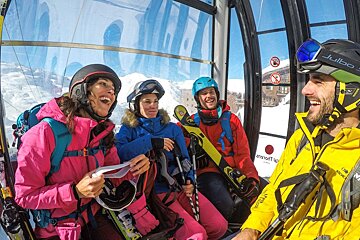 a ski instructor giving a group lesson