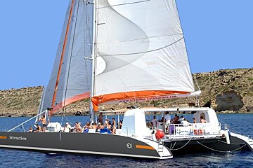 A boat with the word attraction on the side