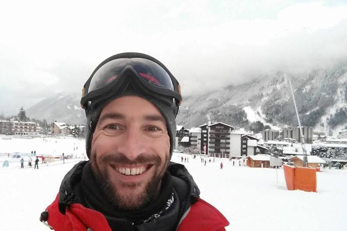 a ski instructor taking a selfie