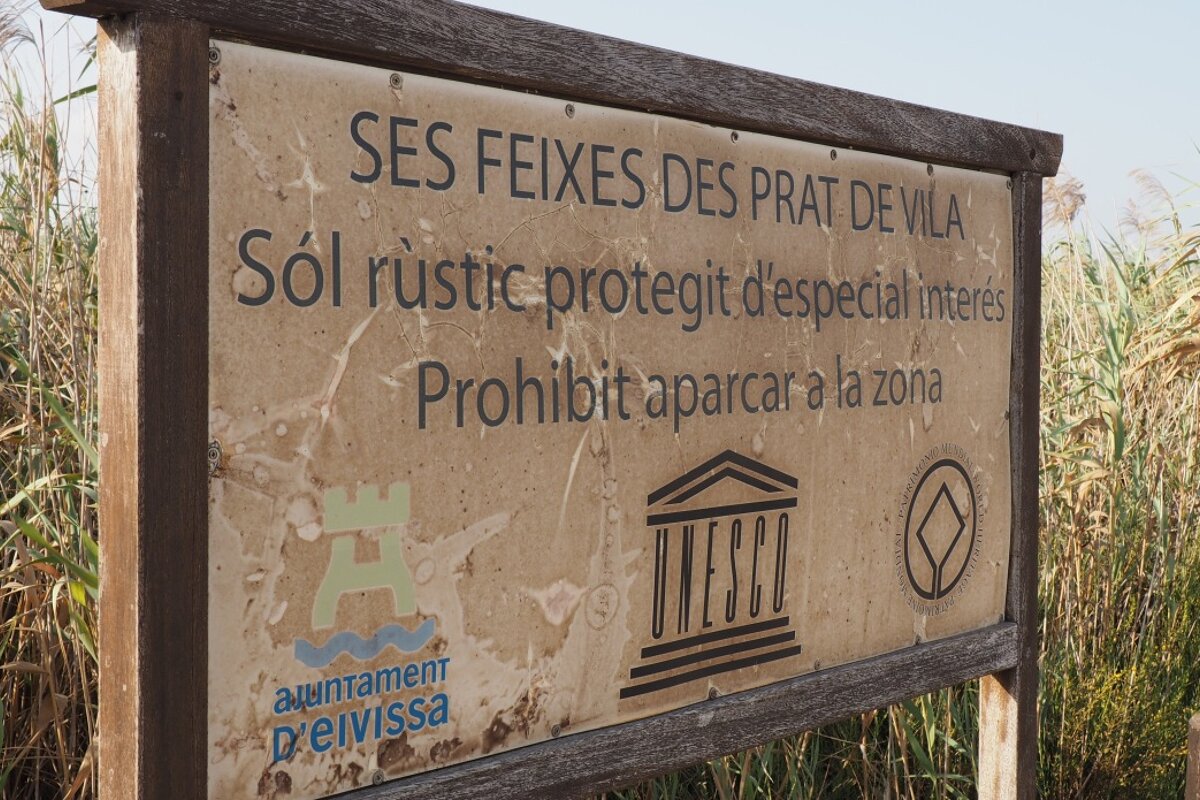 the sign for Ses Feixes on the outskirts of Ibiza Town