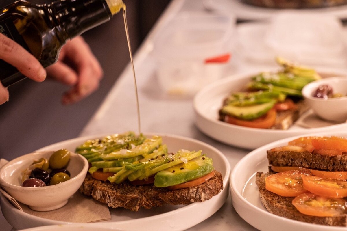 Preparing dishes at Cafe es pes de sa Palla