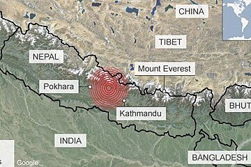 a map of the area affected by the earthquake in nepal