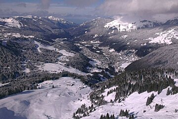 a view of morzine in winter