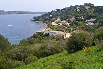 view of the bay at plage des graniers from citadelq