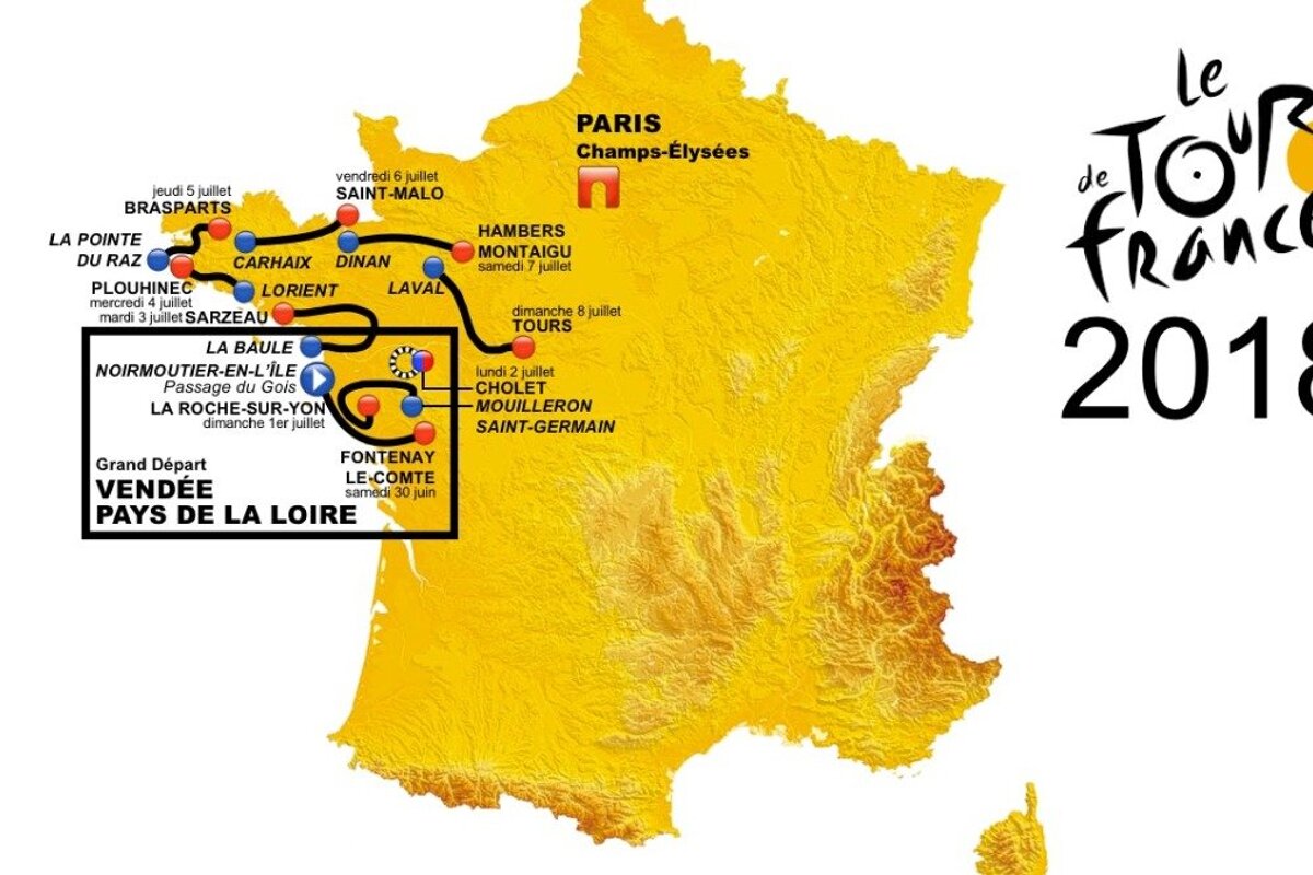 a map of the 2018 Tour de France