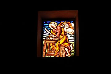Stained glass in the church of sant Mateu ibiza